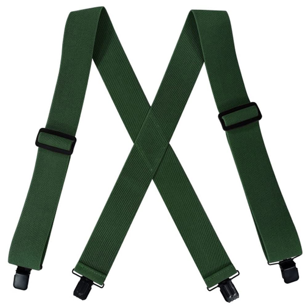 YYKSYDPT Mens Braces with Very Strong 4 Metal Clips 50 MM Wide Heavy Duty Suspenders X Shape Braces for Motorcycle Trousers (Army Green)