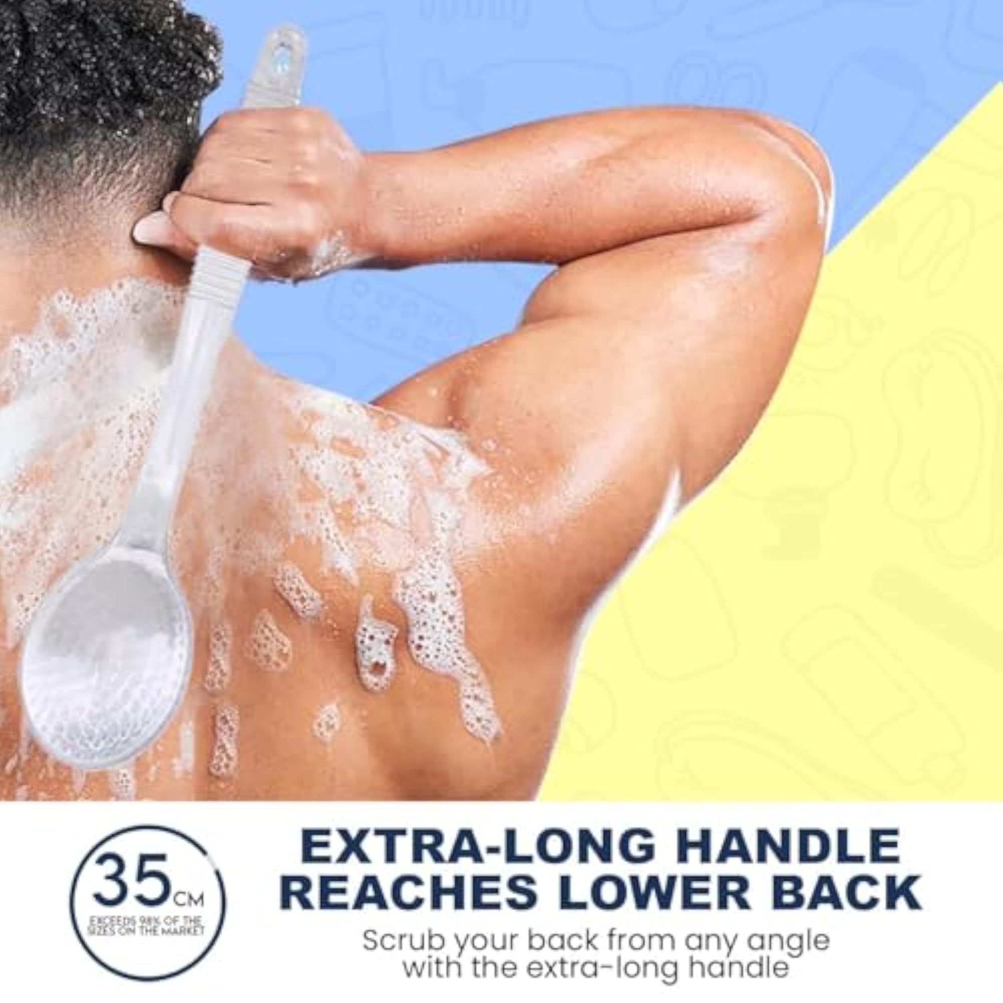 Long Handle Soft Bristles Exfoliating Bath Brush
