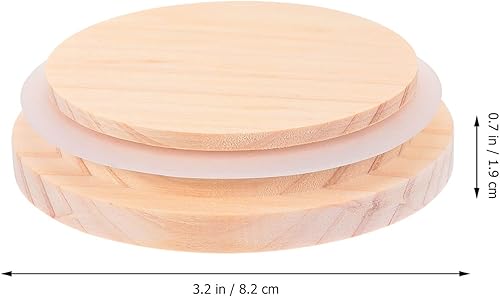 Miniatura 6 de SEWACC Tapas para tarros de almacenamiento de madera, 5 unidades, 3.228 in de boca ancha, tapas para tarros de almacenamiento de madera, latas de