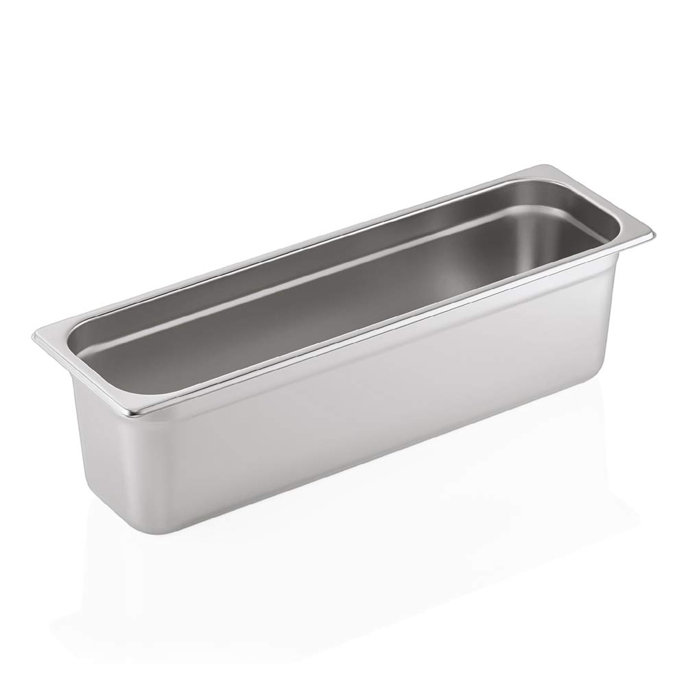 WAS 7024 150 Serie 70 Chromnickelstahl Gastronormbehälter mit Stapelrand, 1.25L, 2/4 GN, 162mm x 530mm x 150mm