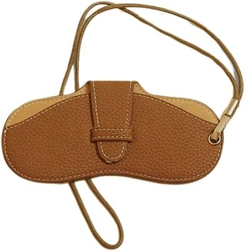 FASHIXD Glasses Case Portable Travel Sunglass Case with Lanyard Eyeglass Pouch Bag Sunglass Holder for Purse For Women Men Classic-Brown