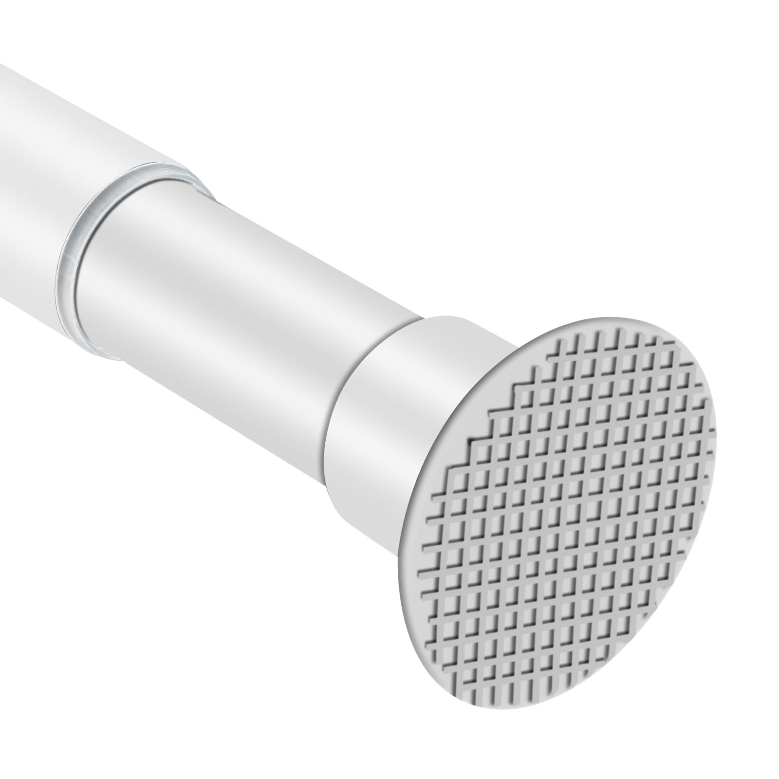 Barra de cortina de ducha blanca de 28 a 77 pulgadas, nunca se oxida, antideslizante, barra de tensión ajustable, sin taladrar, tensión de resorte resistente 25ROD28-89.5WH