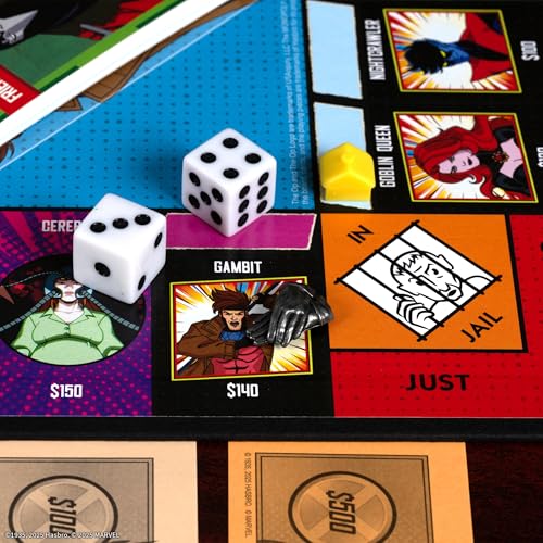 Image of Monopoly: X-Men '97 Edition Board Game, Buy, Sell, Trade Iconic Mutants Like Wolverine, Magneto, Rogue & More, Featuring 6 Custom X-Men Themed Tokens, Officially Licensed Merchandise and Collectible