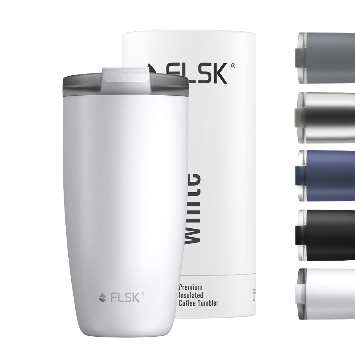 FLSK Kaffeebecher to go White 500 ml – Thermo Becher aus Edelstahl, 100% auslaufsicher