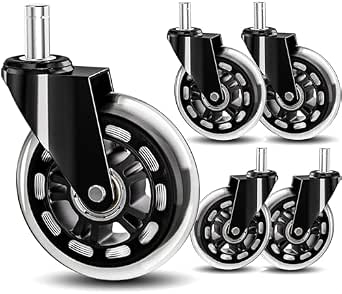 Office Chair Caster Wheels Replacement 3 Inch Roller Blade Set of 5