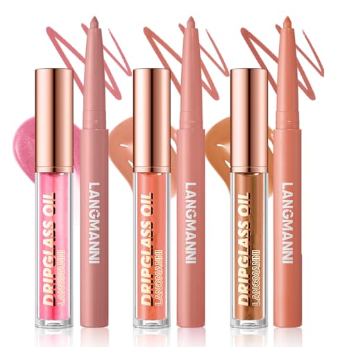 6 Stück Matt Lippenstift & Lip Liner Set, Velvety Nude Lipstick, Waterproof Non-Stick Cup Not Fade Liquid Lipstick, Lip Liner Lip Gloss Make Up Set (New SetA)