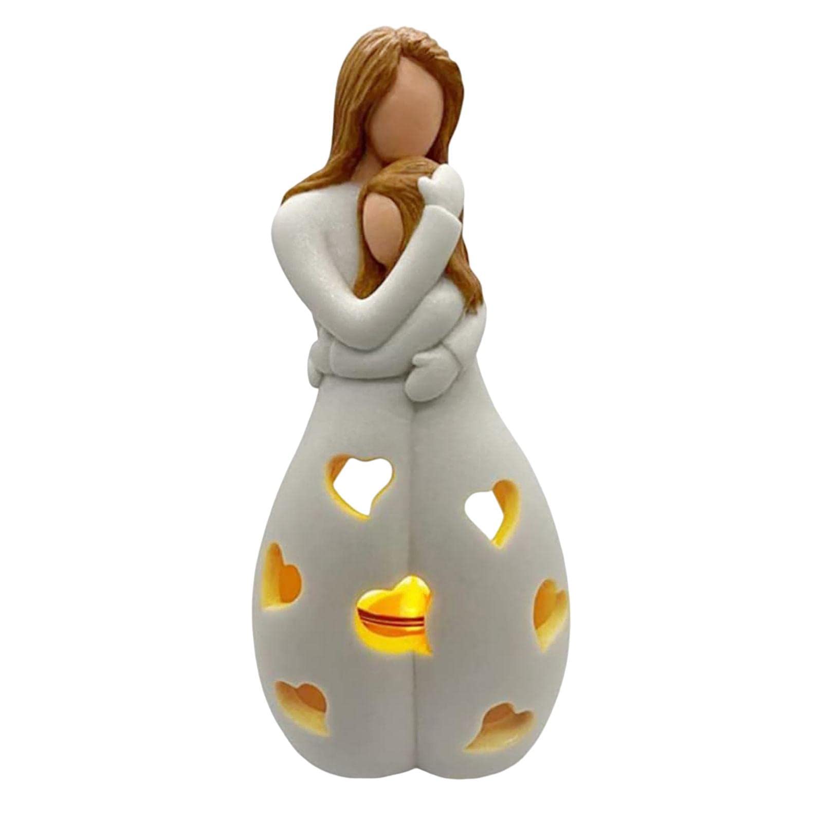 Portacandele Madre e figlia, Mamma Candelabro Regali con Candela a LED tremolante, Statua lunga durata, Decorazione