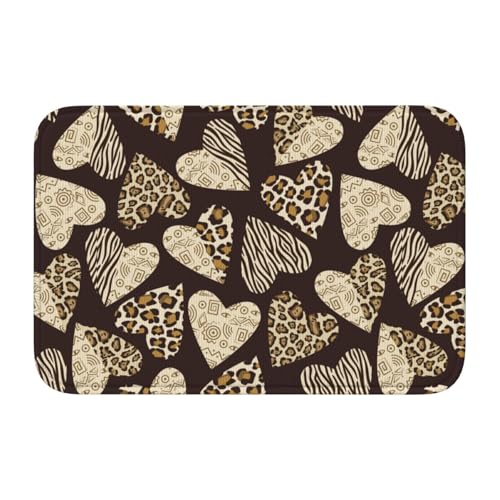 玄関マット ハート柄 ヒョウ柄 バスマット 室内 屋外 足拭きマット カーペット おしゃれ 北欧 滑り止め付き 洗える ベットルーム 浴室 台所 寝室 業務用 家庭用 40×60cm