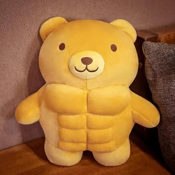 Muscle Teddy Bear Plush Toy,Kawaii Muscle Bear Stuffed Animal Soft Stuffed Plush for Kids Boys Girls