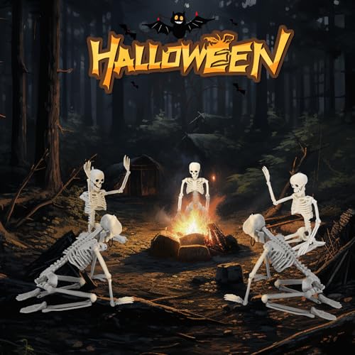 16" Halloween Skeleton Decorations with Posable Joints, 5Pcs - image 7