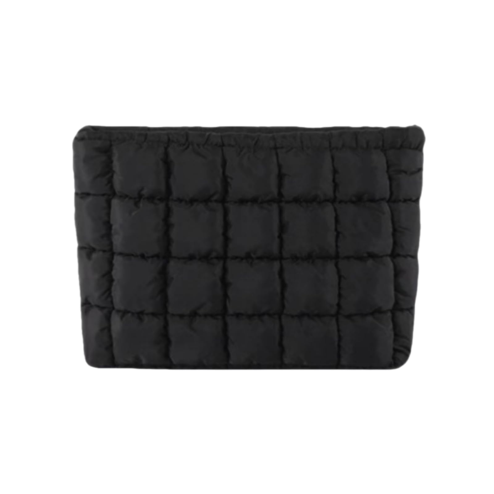 CECKQUE Soft Checkered Quilted Puffy Makeup Bag for Women, Aesthetic Puffer Cosmetic Bag Pouch for Purse (Black)