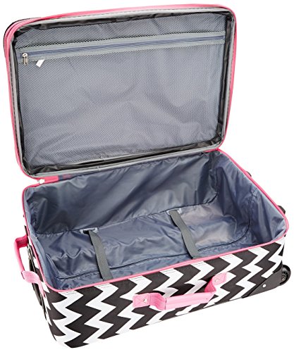 Image of Rockland Escape 4-Piece Softside Upright Luggage Set,Telescoping Handles, Pink Chevron, (14 /19 /24 /28)