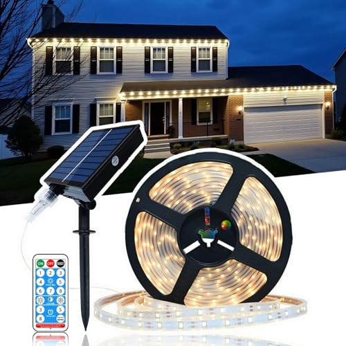 Cinta led solar exterior 16.4 pies 280 LEDs blanco cálido miniatura 2