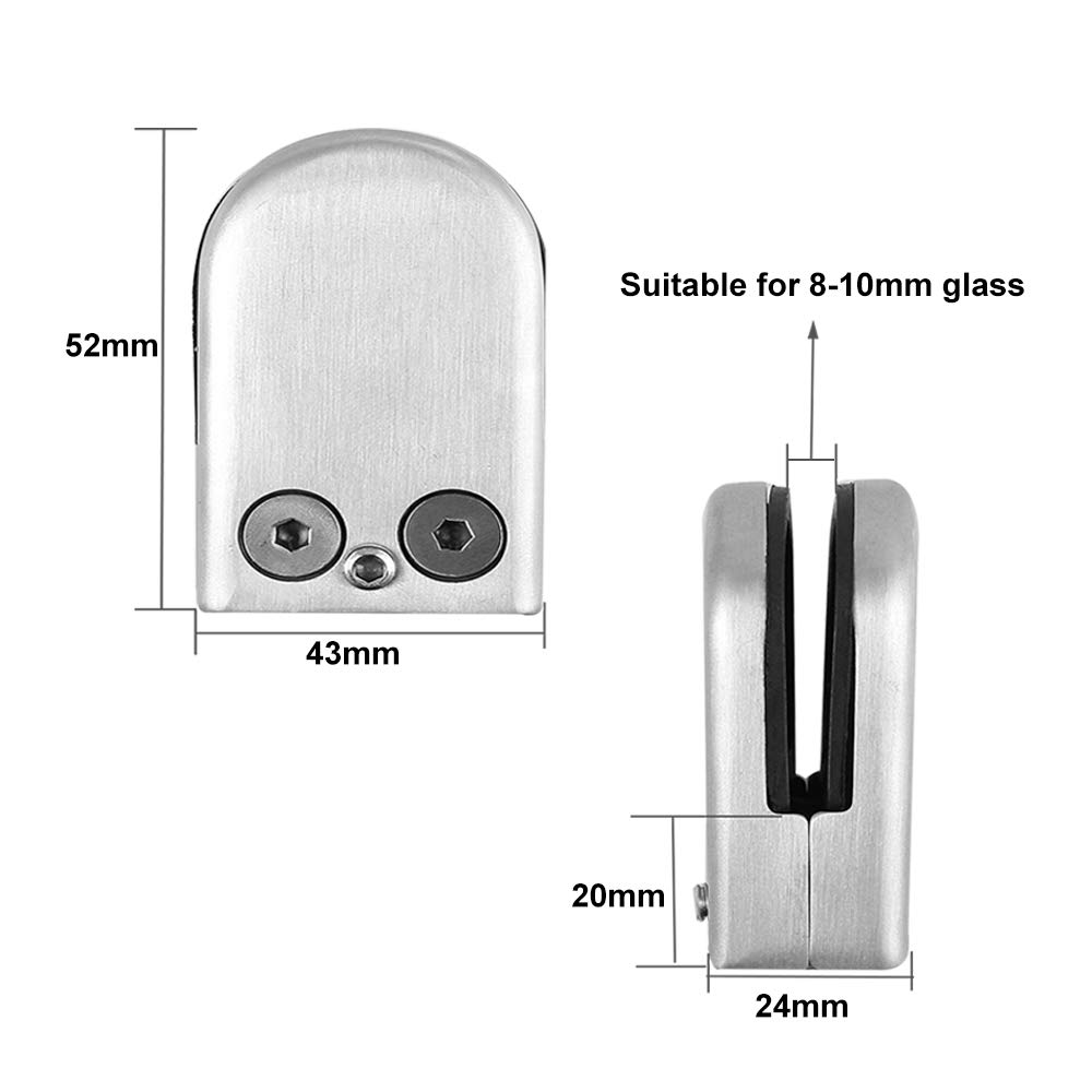 QitinDasen 4 Pieces 8~10 mm (M Size) Glass Clamps, 304 Stainless Steel Glass Clip Clamp - Image 2
