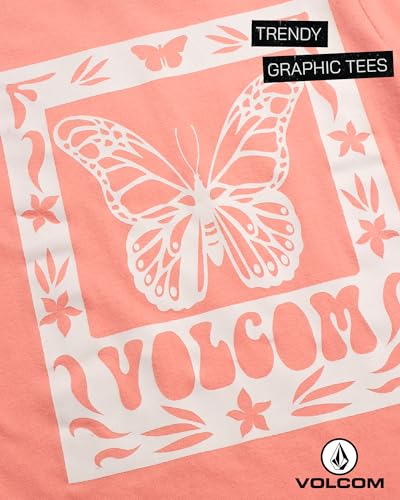 Image of Volcom Girls Shirts - Casual Crewneck Short Sleeve Graphic Tee Trendy Tops - Breathable Girls Summer Clothes