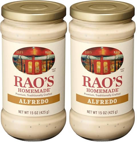 Image of Rao's Homemade Alfredo Sauce 15 oz, Creamy Pasta Sauce, Premium Quality Blend of Parmesan & Romano Cheese, Cream and Butter (Pack of 2)