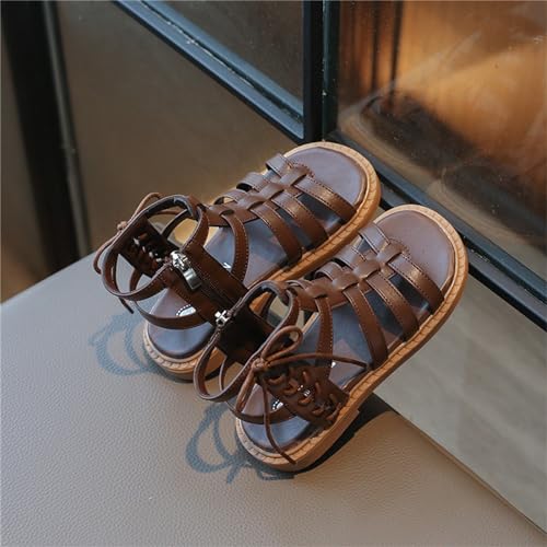 Toddler Girls Gladiator High Top Sandals Soft Rubber Princess Flat Shoes Summer Flower Girl Side Zipper Shoes2