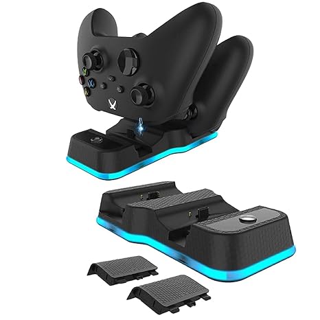 Microware XSX-600mAh Re-chargeable Pack, Cable Dual Slot Charging Station Compatible Xbox Series X XB One, Wireless Controller