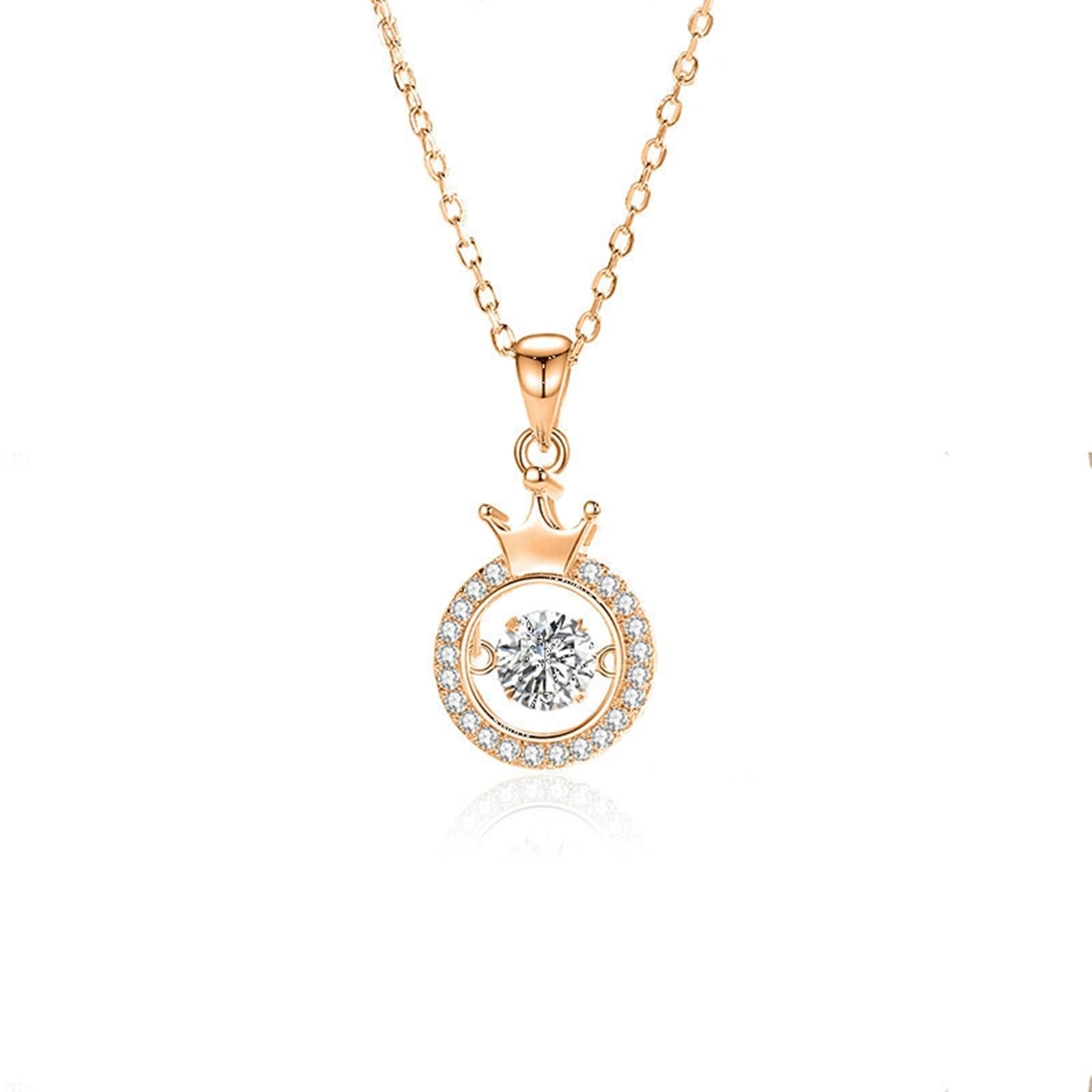 KnSam Collar de oro blanco 750 de 18 quilates, joya auténtica con topacio azul, colgante de corona de oro de 18 quilates, cadena para mujer, diamante de 45 cm