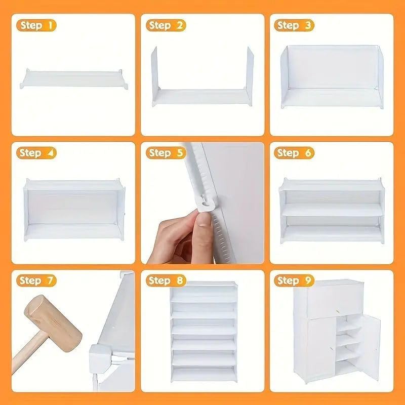 Image of Premium Modular Plastic Shoe Rack for Home | ๐ ๐๐๐๐๐
Shoe Rack with 3 Doors, Hook Holder for Home Storage Organizer with Metal Door Frame to Cover Chappal Slipper Sandals Shoes - White