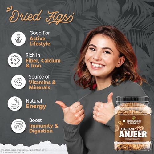 Image of Kaushii Naturals Afghani Anjeer 500gm (Dried Figs) | Premium Quality Soft & Sweet Anjeer | Rich in Fiber & Calcium | Healthy Dry Fruits Snack | 100% Natural & Fresh (500gm)