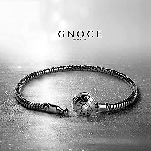 Image of GNOCE Charm Bracelet S925 Sterling Silver Black /Rose Gold /Gold Plated DIY Snake Chain The Moment I Meet You Basic Charm Bracelet Bangle with Clasp