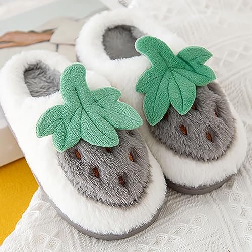 Unisex Toddler Cartoon Shoes Kids Girls Winter Slippers Cute Fruits Cartoon Print Flock Soft Bottom Warm Shoes2