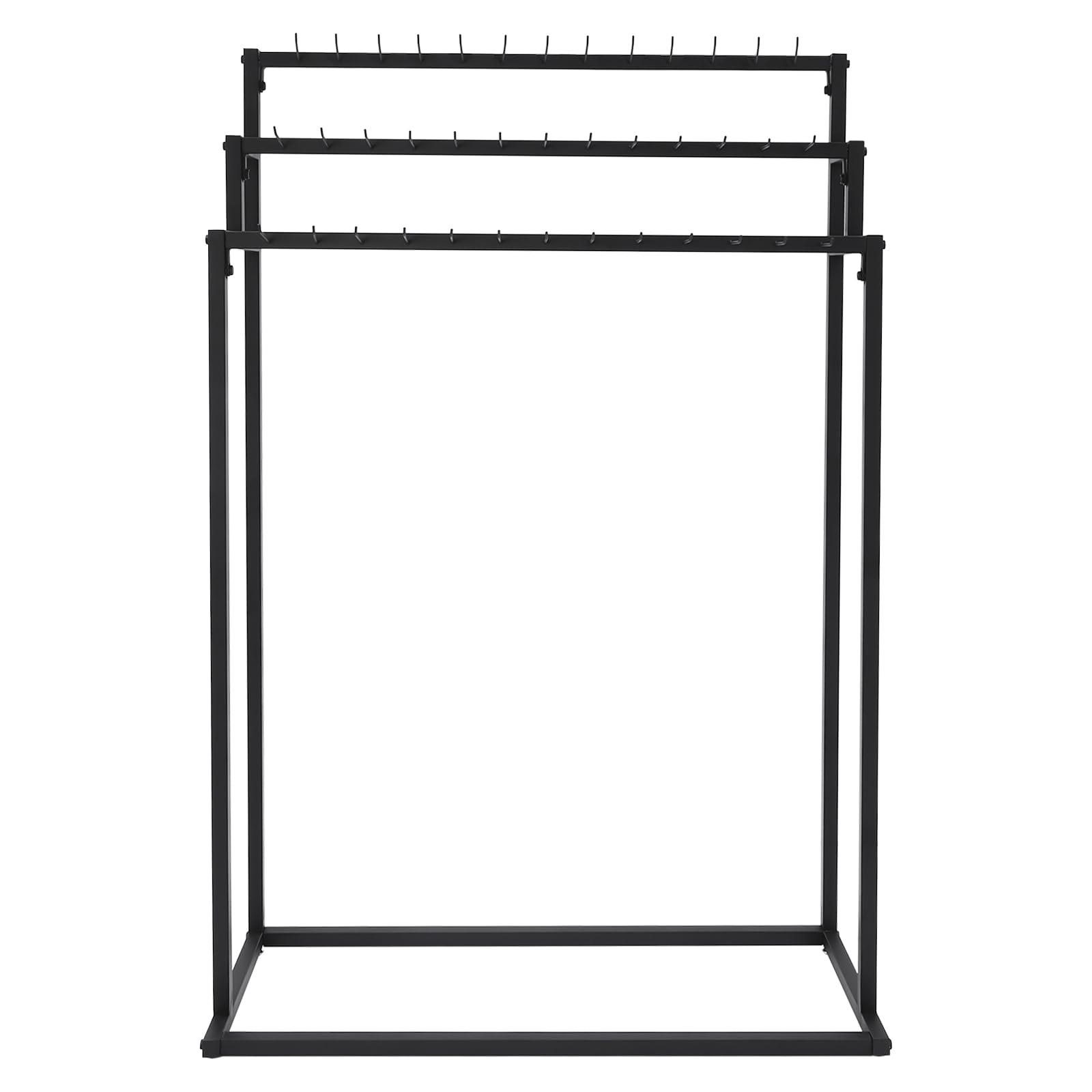 Belt Hanger, Floor Mounted Belt Hanger with 39 Hooks, 3 Tiers Metal Belt Organizer, Large Capacity Belt Display Stand, Ties Scarf Rack for Home Use, Supermarkets, Clothing Stores (Black)