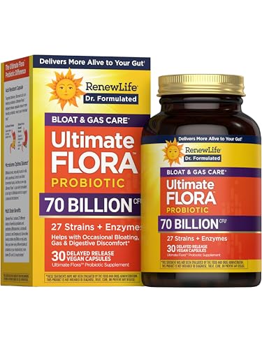 Renew Life Ultimate Flora Probiotics Bloat & Gas Support 70 Billi...