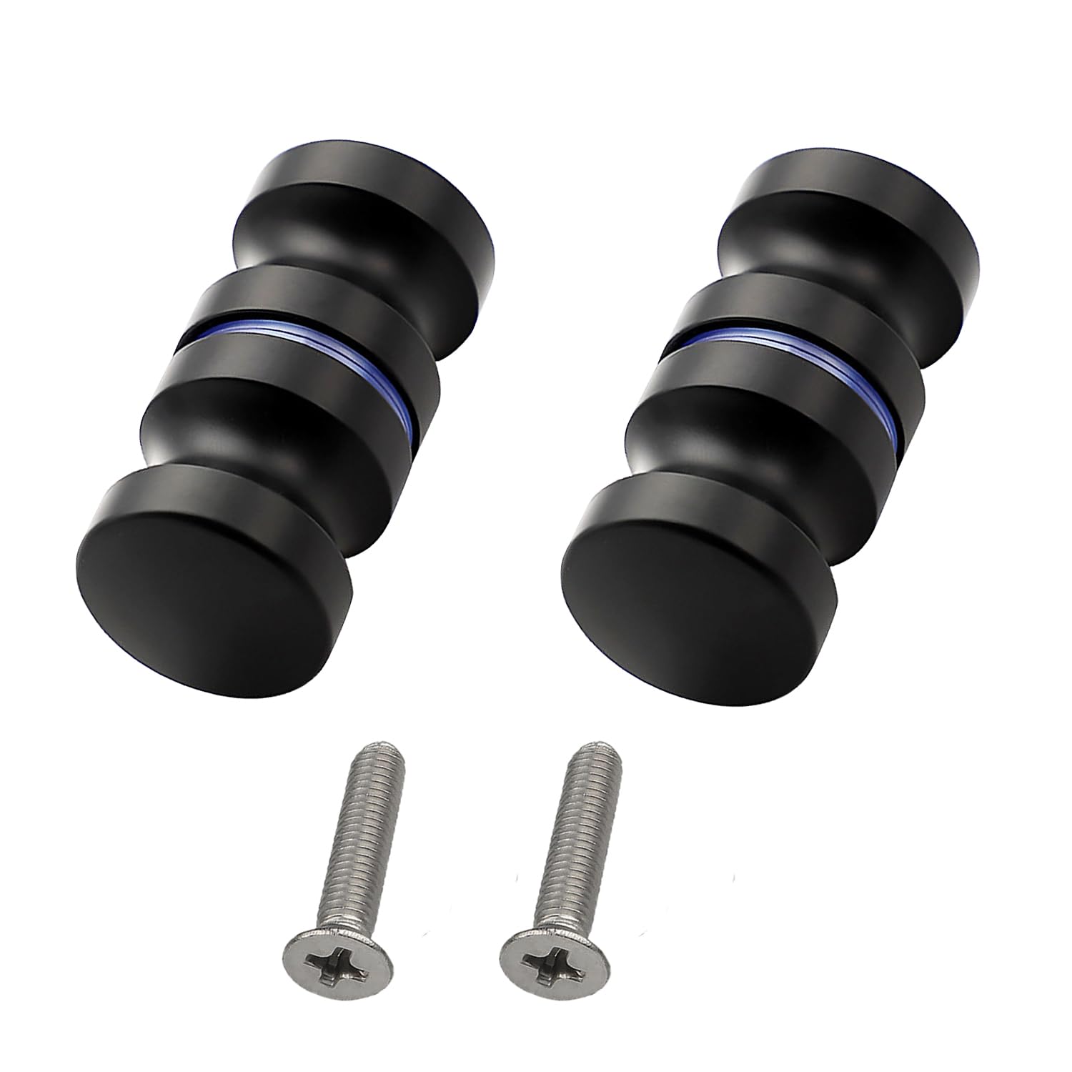 WeqeYent 2 Sets(4 Pcs) Aluminum Alloy Glass Door Handle Knobs, Matte Black