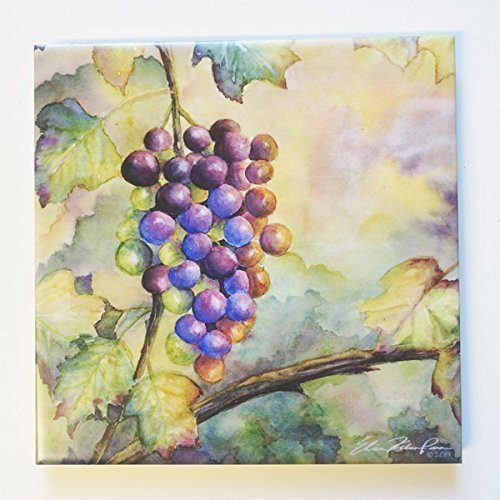 Grapes Art Tile Trivet Original Elvira Para Art