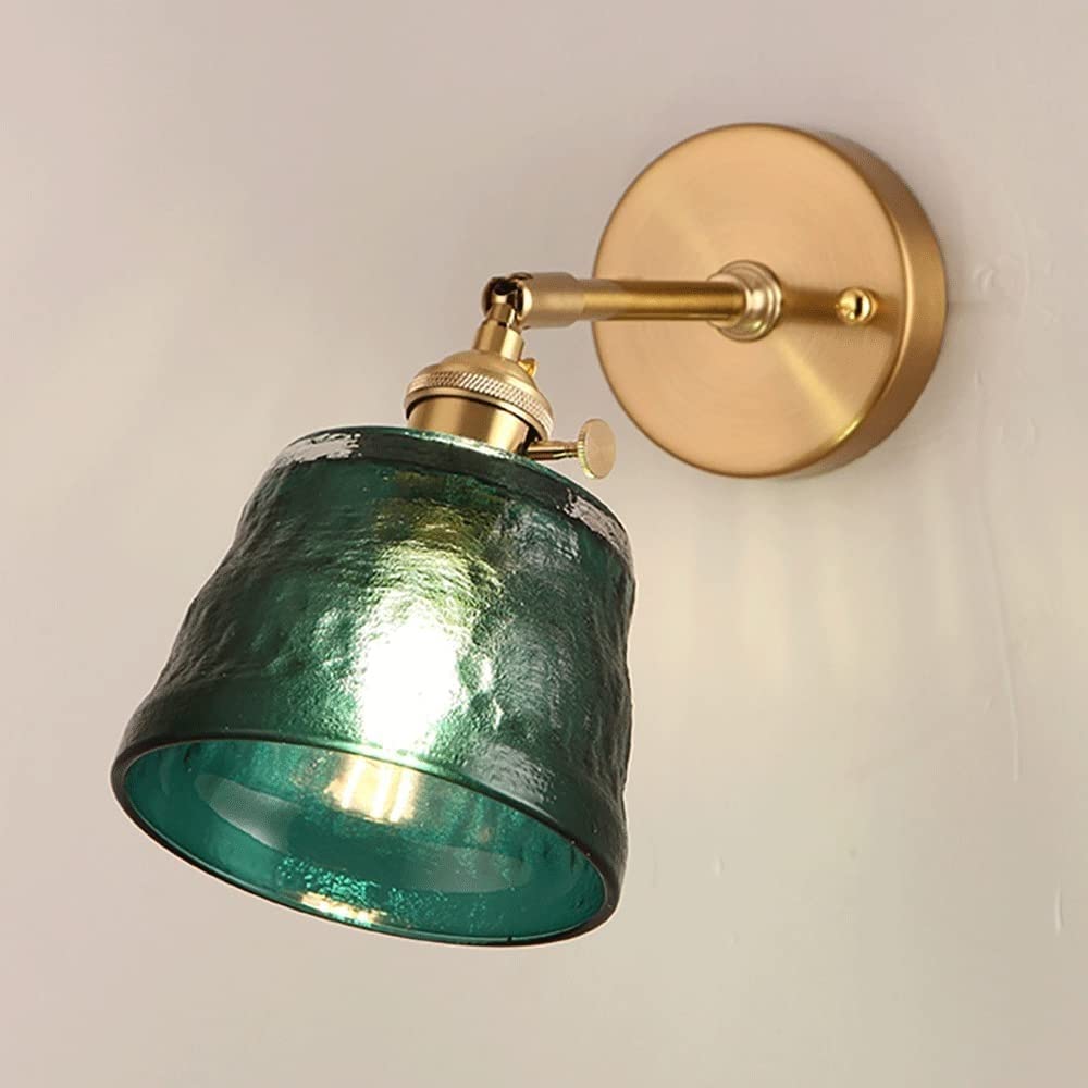 Luces de pared de latón con pantalla de cristal verde para pasillo 8