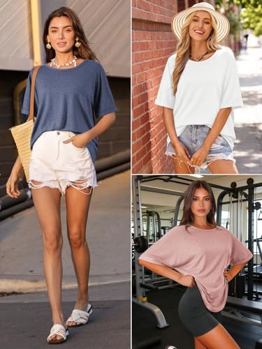 Image of ATHMILE Womens Oversized T Shirts Summer Tops Spring Casual Loose Fit Workout Short Sleeve 2026 Beach Vacation