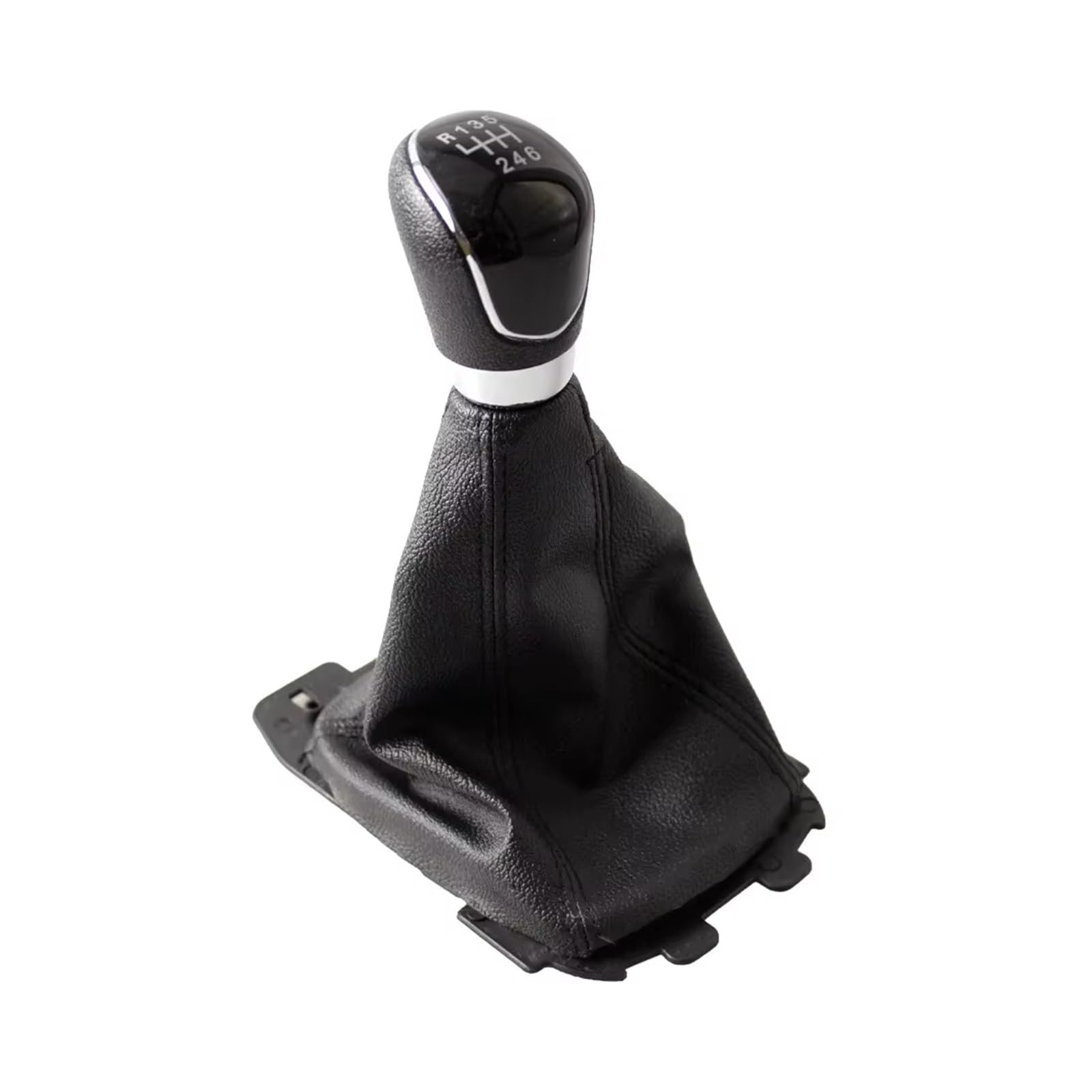 GHQFROP Transmission Gear Shift Knob for Ecosport 2013 2014 2015 2016 2017 2018 Gaiter Boot Cover Manual Gear Shift Knob with PU Leather Car Gear Stick Knob(6 Speed Black)