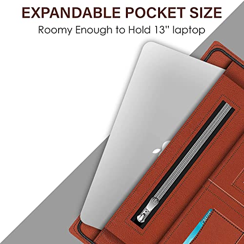 Image of FEDUS Multipurpose Mens & Womens Leatherette Professional File Folders for Certificates, Documents Holder, Document Bag, Portfolio, Executive File Legal Size Documents Holder with 25 Leafs Brown