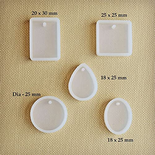 Image of R H LIFESTYLE 5 Shapes Silicone Resin Pendant Jewellery Molds with Hanging Hole Resin Art Mould (5 pcs Pendant Mould)