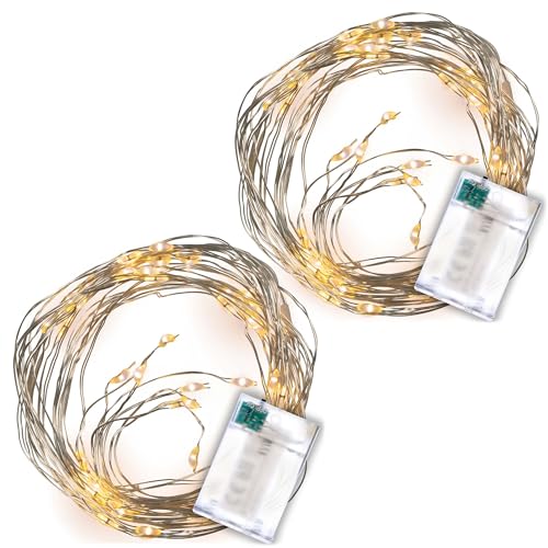 Nipach Lichterregen – 2er Set je 64 LED warm weiß - 8 silberne...