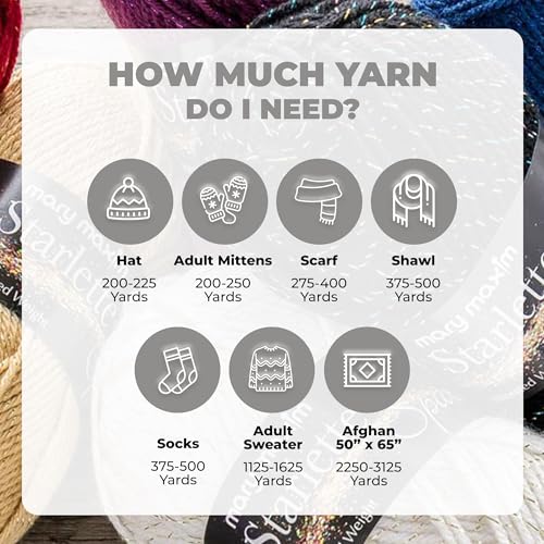 Image of Mary Maxim Starlette Sparkle Yarn, Medium Worsted Weight White Yarn for Knitting and Crocheting, Acrylic Polyester Blend for Blankets, Clothing, and Decor, 196 Yards - White Silver