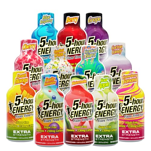 5-hour Energy Extra Strength Shots, Variety Pack, 1.93 Fl Oz (Pack of 12)