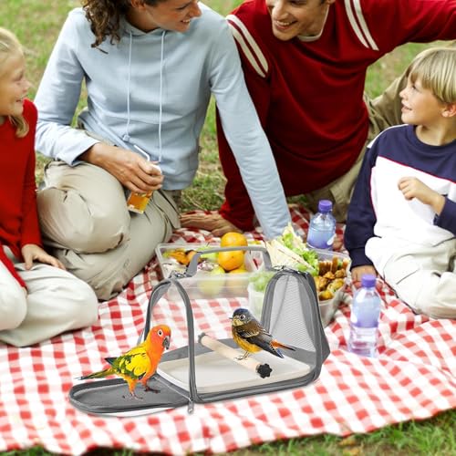 Bird Carrier Travel Cage - with Stand Perch Breathable Cockatiel Travel Pack | Parakeet Transport Carrier with Perch Small Animal Transport Bag for Lovebirds - Image 3