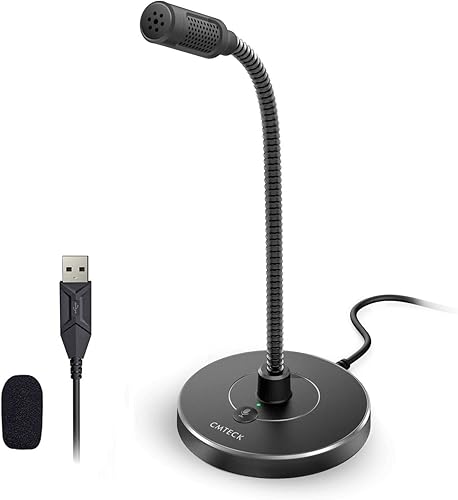 CMTECK Micrófono USB G009, micrófono de escritorio con cancelación de ruido para PCportátil para chat en línea, estudio en casa, podcasting, juegos,