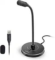 CMTECK Microfone de computador USB G009, microfone de mesa com cancelamento de ruído para PC/laptop para conversas online, estúdio em casa, podcasts, jogos, Skype, YouTube com função