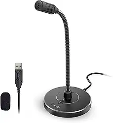 CMTECK Microfone de computador USB G009, microfone de mesa com cancelamento de ruído para PC/laptop para conversas online, estúdio em casa, podcasts, jogos, Skype, YouTube com função