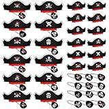 48 Pieces Halloween Pirate Hat Kids Classic Costume Cap Pirate Eye Patches Skull Printed Pirate Cap...