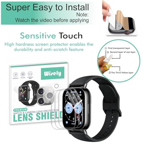 Image of Wisely |3pcs| Screen Guard Protector For Redmi Watch 5 Lite Smartwatch |1.96 inch| Bubble Free, Easy installation kit, Clear HD, Full Cover