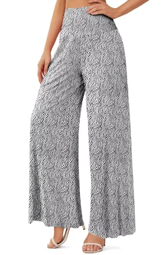 JZC Women's Palazzo Lounge Pants Stretchy Wide Leg Casual Pants Comfy High Waist Flowy Pants S-3XL