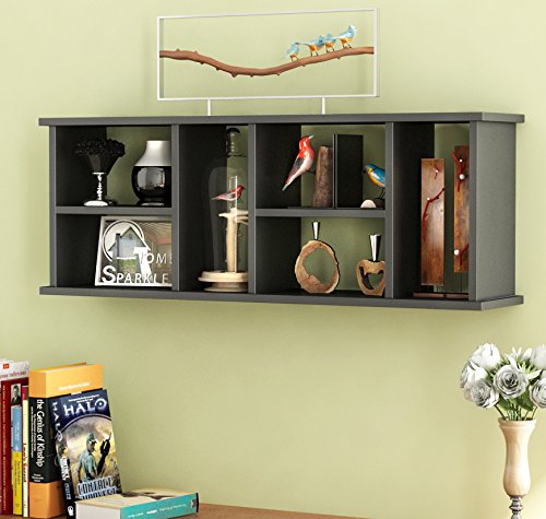 Image of Home Sparkle Rectangular Wall Shelf | Multiple Section MDF Wall Shelve Display Rack for Home Kitchen Bedroom and Living Room (Black)