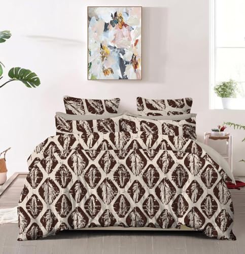 Image of 300 TC Premium Cotton Double Bed Duvet Cover with Zipper |King Size Reversible Rajai Cover for Comforters|Dohars|Quilts|Blanket|Warm Stuff|90 * 100 in|Coffee Beige(AS 018)