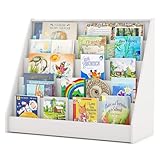COSTWAY Libreria per Bambini a 5 Livelli, Scaffali Espositivi per Libri, Porta Riviste con Dispositivi Anti-ribaltamento per Cameretta dei Bimbi, Soggiorno, Asilo Nido, 91 x 38 x 76 cm (Bianco)