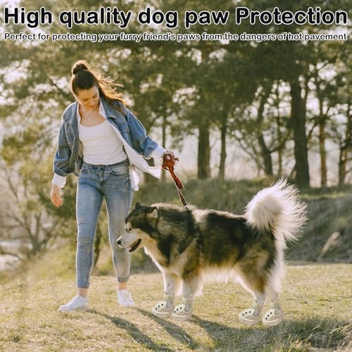 Dog Shoes for Hot Pavement,Non-Slip Waterproof Breathable Easy to Clean Put On and Take Off Dog Boots,Paw Protector for Hot Summer Roads Winter Snow (Beige, Size 5:(2.56"x1.97")(L*W)) by UGRASEA - Used condition - Image 5